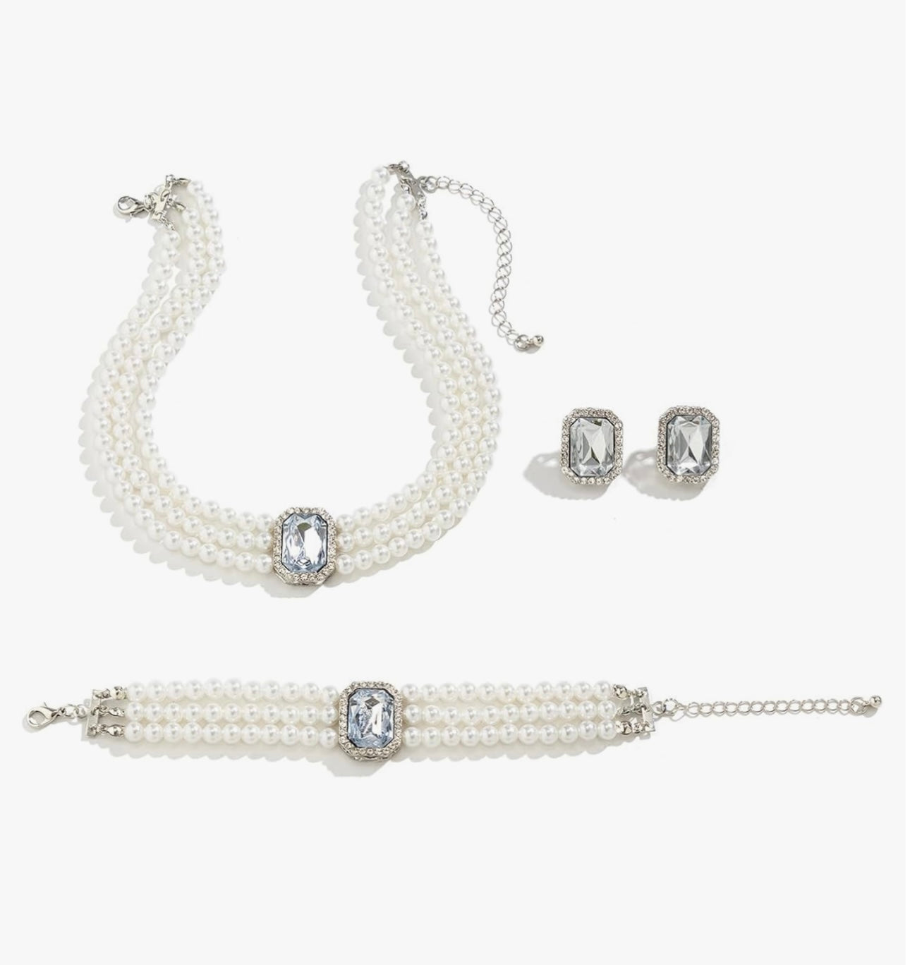 Elegant Pearl Jewelry Set with Gemstone Accents